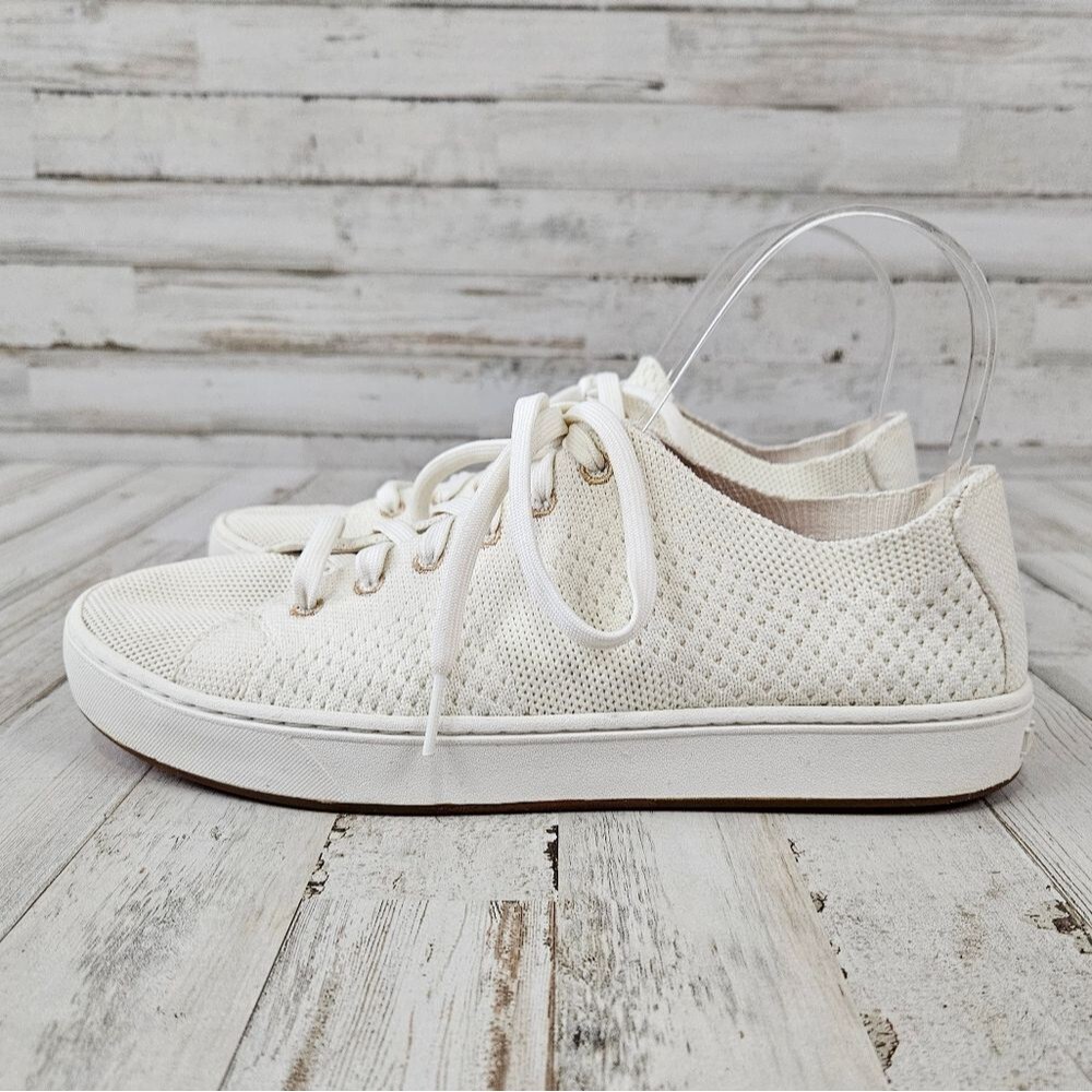 L.L. Bean Women's Eco Bay Cream Knit Lace Up Sneakers
